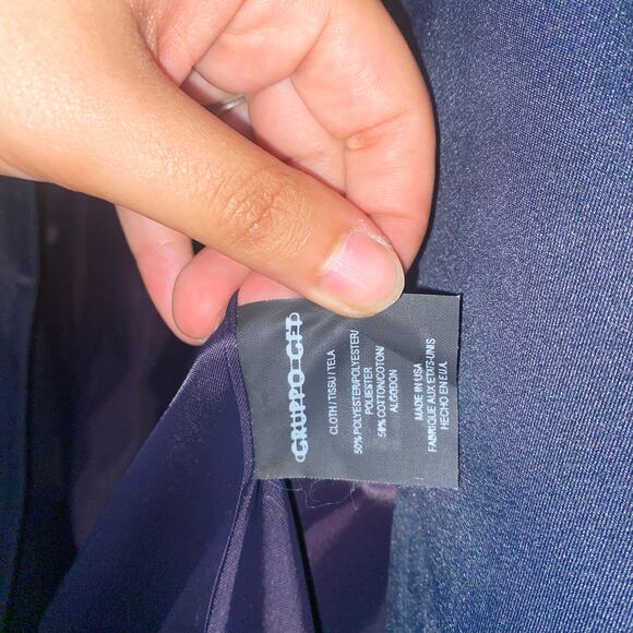 Emanuel Ungaro Liberte Navy Blue Button Down Coat Jacket Women's Size Small - Picture 5 of 6